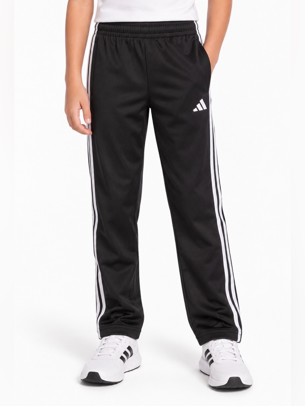 adidas Kids Size 7 Black White 3-Stripes Tricot Track Pants AG10732 NWT